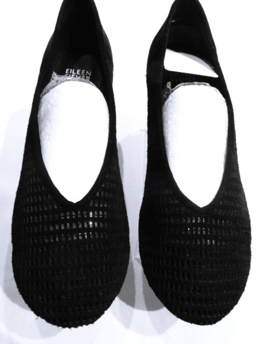 Eileen Fisher Una Black Suede Mesh Flats in 8 1/2